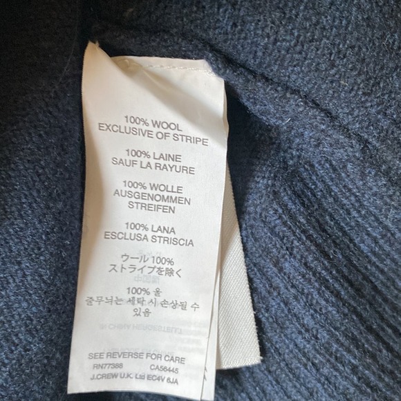 J. Crew Metallic Braid Navy Blue Wool Sweater Size Small - Picture 8 of 8